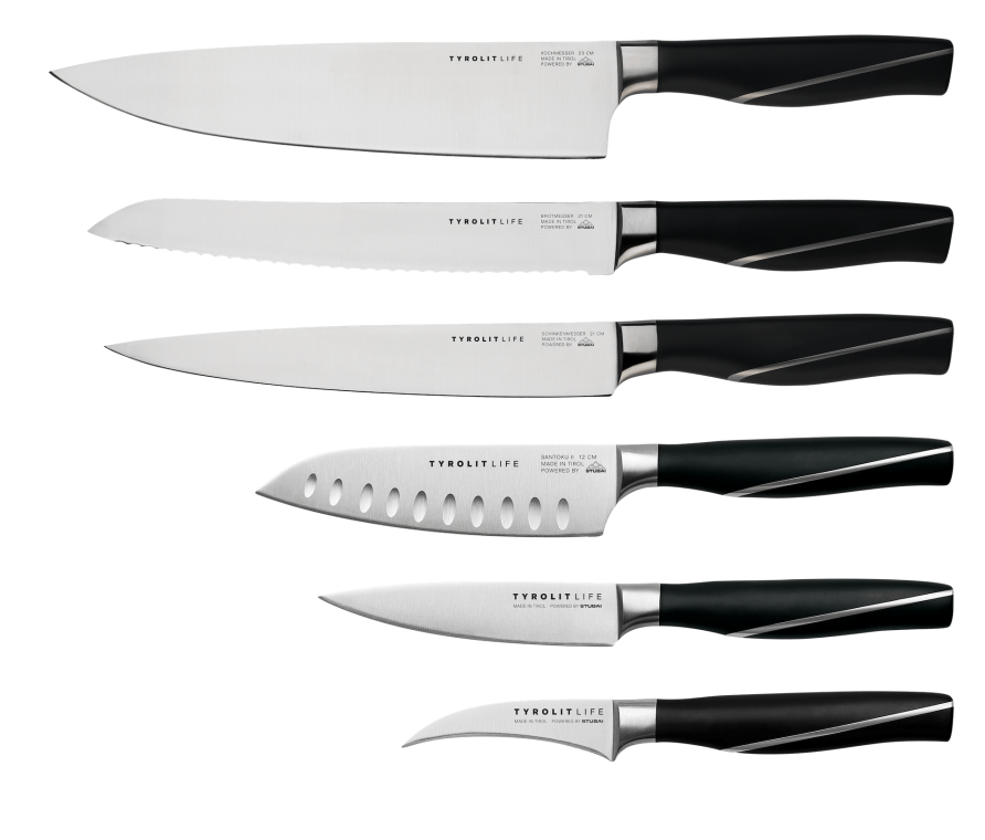 Tyrolit Iceline Messerset Expert TYROLIT Life Iceline Messerset Expert mit Kochmesser, Brotmesser, Schinkenmesser, Santoku II, Tourniermesser und Spickmesser