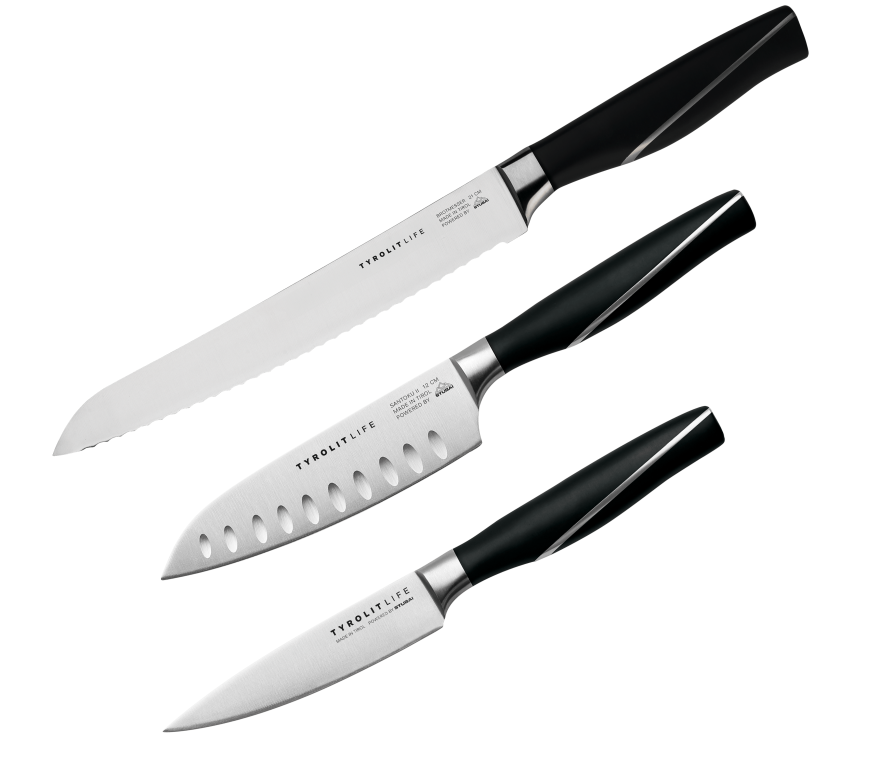 Tyrolit Iceline Messerset Jausenpaket TYROLIT Life Iceline Messerset Jausenpaket mit Spickmesser, Santoku II und Brotmesser
